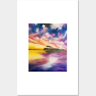 Dramatic Sky and Water Scene, Beach Sunset, Colorful Beach Sunset, Cloudy Sky, Waterscape, Skyscape Posters and Art